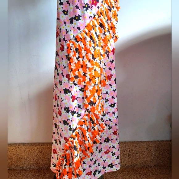 Kenzo Paris Daisy Floral Print Ruffle Slip Dress US 8 - Picture 8 of 9